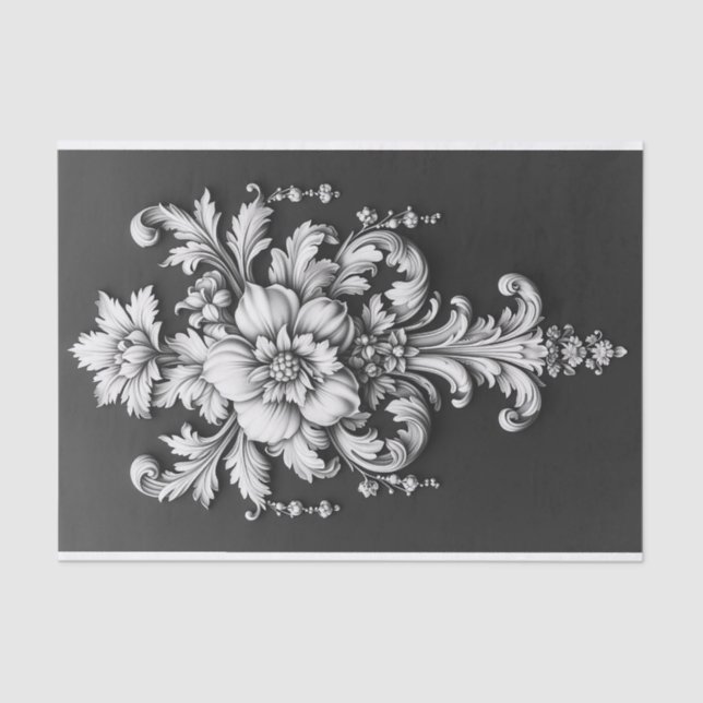 Papel De Seda Escurrimiento Floral Elegante (Anverso)