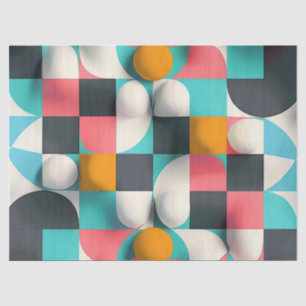 Papel De Seda Esferas 3D coloridas y patrón de cuadrícula geomét