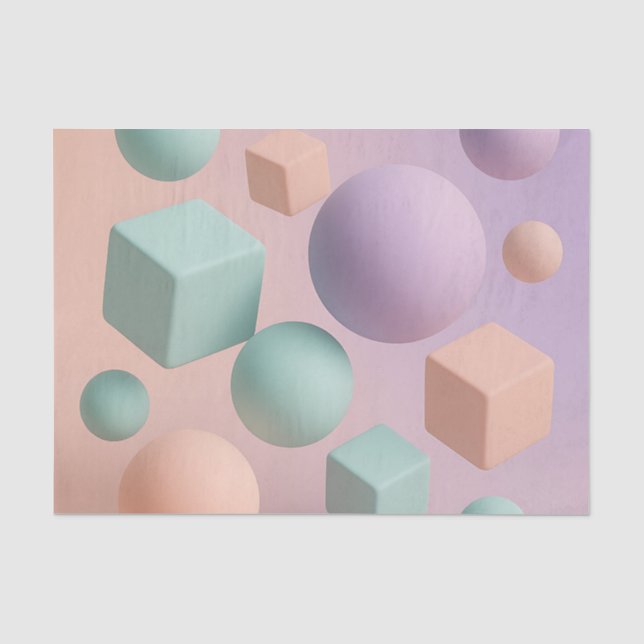 Papel De Seda Esferas geométricas de pastel Cubos (Anverso)