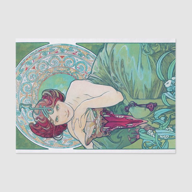 Papel De Seda Esmeralda (Cuatro Joyas), Alphonse Mucha (Anverso)