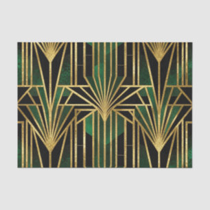 Papel De Seda Esmeralda Oro Art Déco Glamour