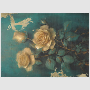 Papel De Seda Esmeralda romántica y diseño de oro 11