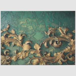 Papel De Seda Esmeralda romántica y diseño dorado 6