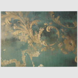 Papel De Seda Esmeralda romántica y diseño dorado serie 1