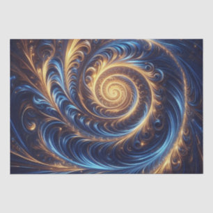 Papel De Seda Espacio abstracto moderno Royal Blue and Gold Swir