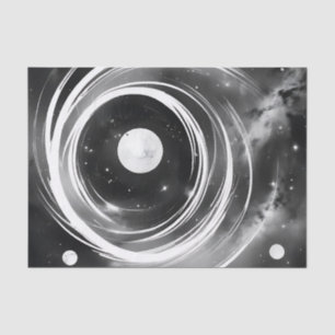 Papel De Seda Espacio blanco y negro galáctico