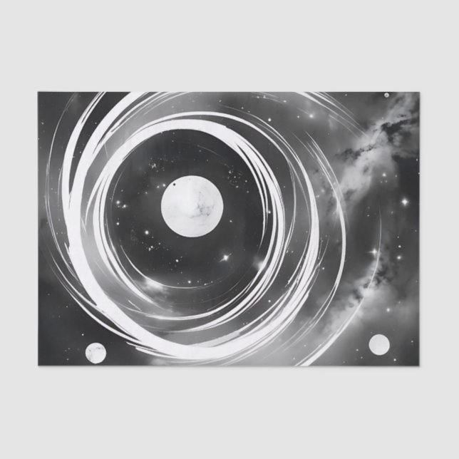 Papel De Seda Espacio blanco y negro galáctico (Anverso)