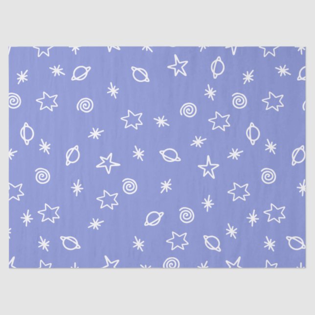 Papel de seda Espacio Garabato Estrellas Planetas  (Anverso)