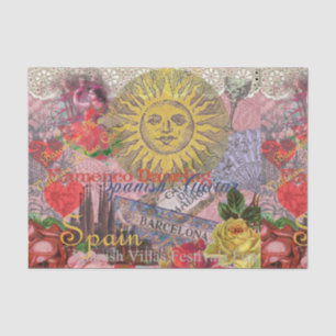 Papel De Seda España Vintage Sol Viaje Collage Retro Europa
