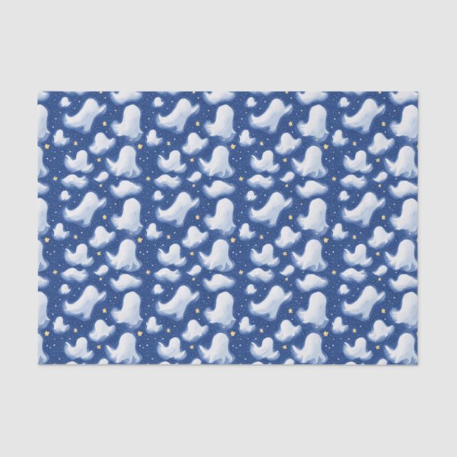 Papel De Seda Espectacular diversión fantasma Blue Sky Halloween (Anverso)