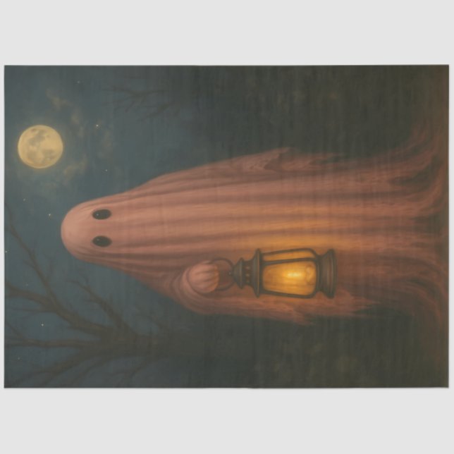 Papel De Seda Espectacular Gótico Fantasma Rosa Halloween (Anverso)