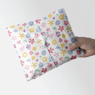 Papel De Seda Espectacular patrón floral de flores silvestres
