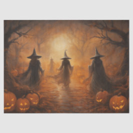 Papel De Seda Espectaculares brujas de Halloween en un bosque pa