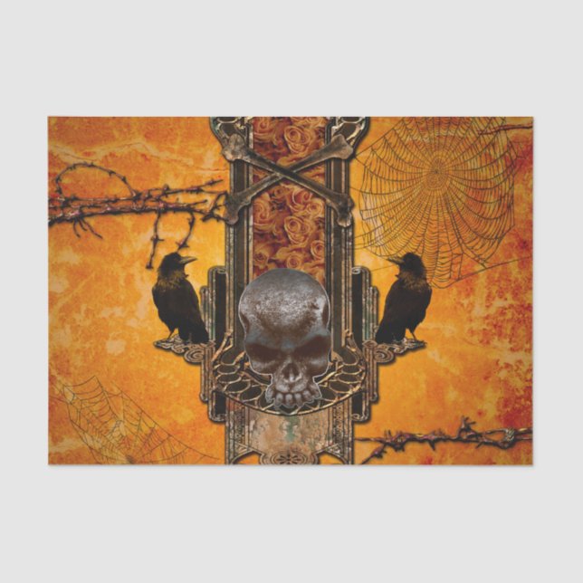 Papel De Seda Espectaculares cráneos y cuervos (Anverso)