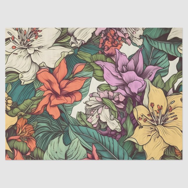 Papel De Seda Espectáculo floral brillante de inspiración capila (Anverso)