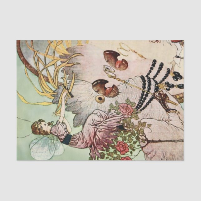 Papel De Seda "Espejo de hadas" por Charles Folkard (Anverso)