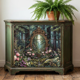 Papel De Seda Espejo Ornamentado de Oro Portal del Bosque Místic