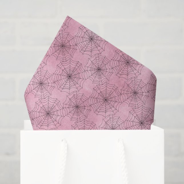 Papel De Seda Espeluznante araña rosa y negra (Bolsa de regalo)