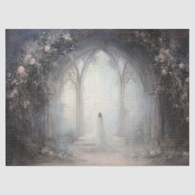 Papel De Seda Espeluznante Arco gótico de Halloween con murciéla (Anverso)