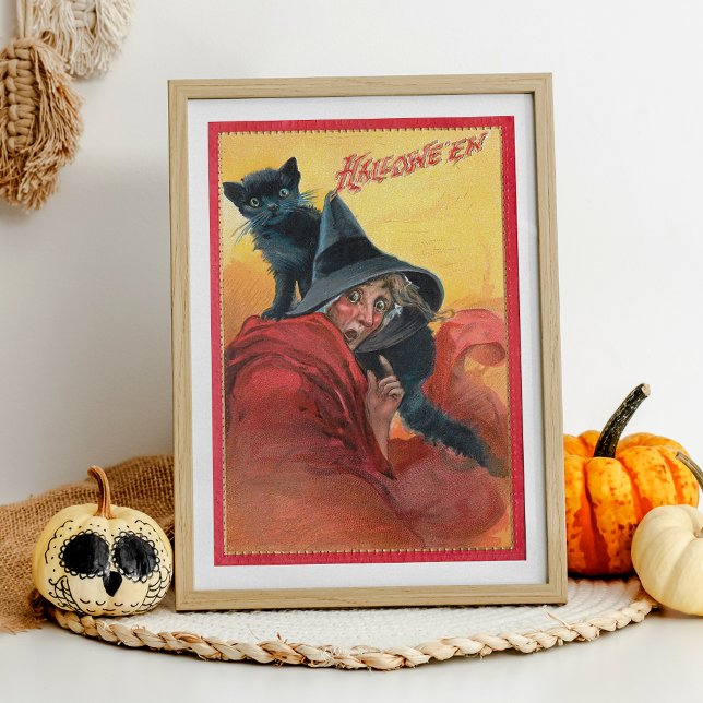 Papel De Seda Espeluznante bruja de Halloween con gato negro (Subido por el creador)