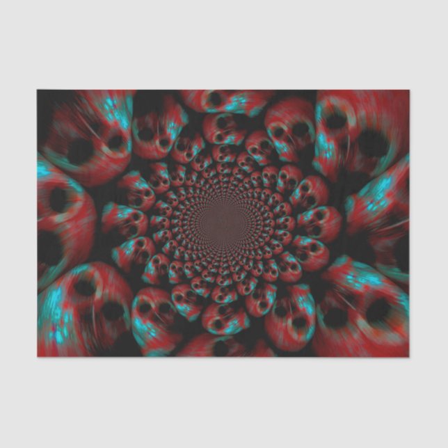 Papel De Seda Espeluznante Cabeza gótica Cabeza roja verde negro (Anverso)