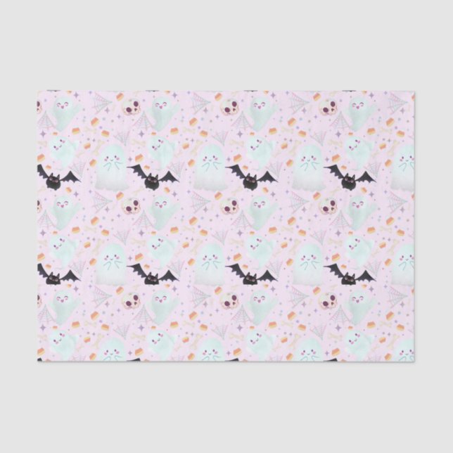 Papel De Seda espeluznante halloween rosa (Anverso)