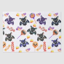 Papel De Seda Espeluznantes murciélagos y dulces, acuarela, colo