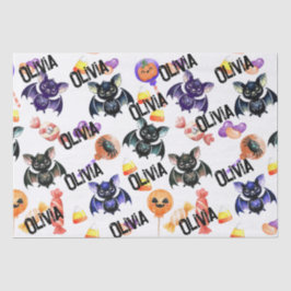 Papel De Seda Espeluznantes murciélagos y dulces, acuarela, colo