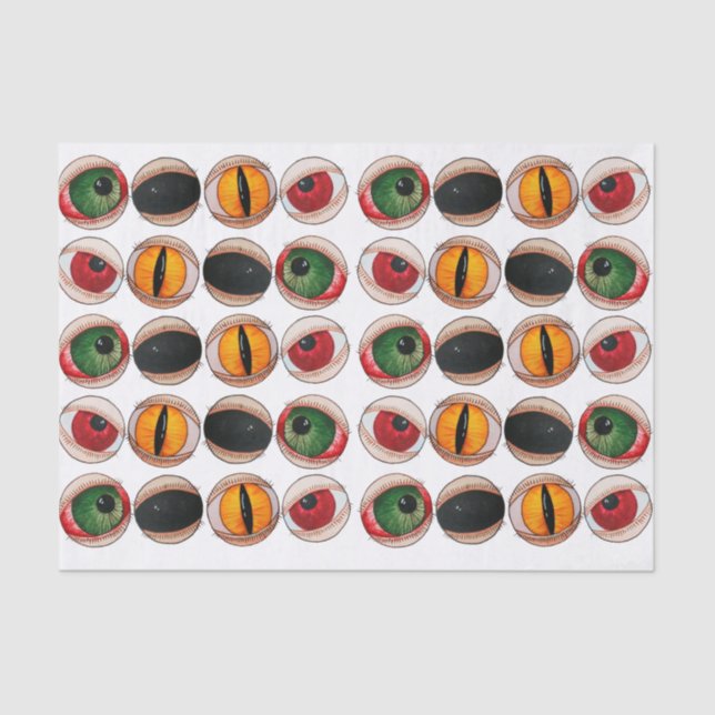 Papel De Seda Espeluznantes ojos góticos zombies negros Hallowee (Anverso)