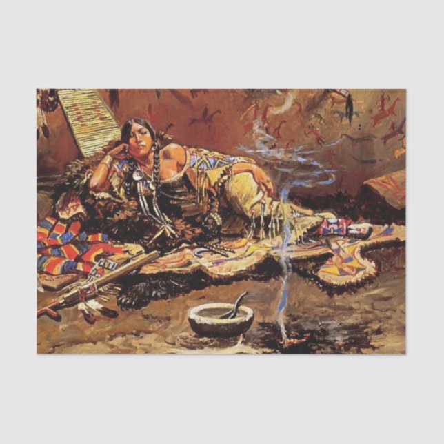 Papel De Seda "Esperando y loco" por Charles M Russell (Anverso)