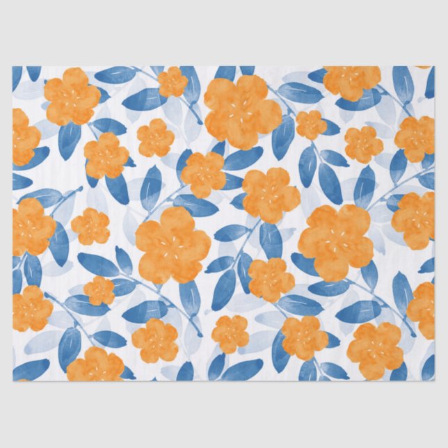 Papel De Seda Espías acuarelas y patrón de hojas (Anverso)