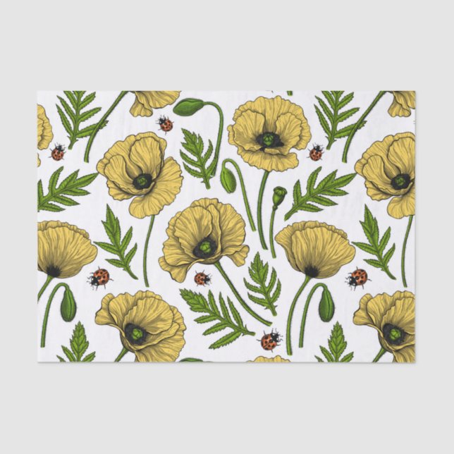 Papel De Seda Espías amarillas y ladybugs (Anverso)