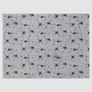 Papel De Seda Espinoso patrón de araña negra en gris