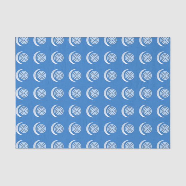 Papel De Seda Espiral de luna plateada sobre azul profundo (Anverso)