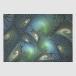 Papel De Seda Espirales Verde azulado Beige Verde Resumen arte f