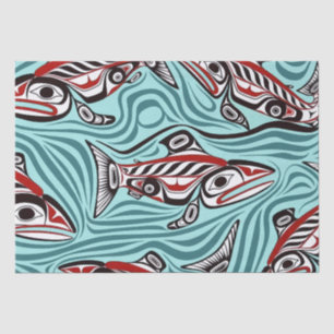 Papel De Seda Espíritu de arte Salmon Haida Pacífico Nativo del