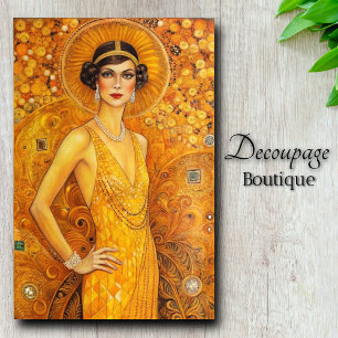 Papel De Seda Esplendor Art Déco de Gatsby Dorado Decoupage