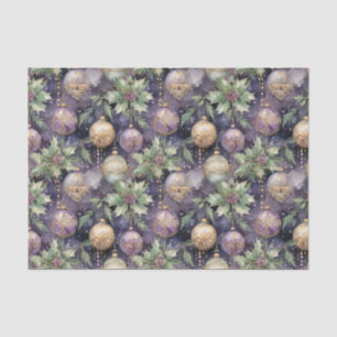 Papel De Seda Esplendor de Navidades morados y dorados de radian