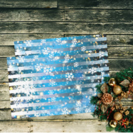 Papel De Seda Espumas de nieve y luces en franjas azules
