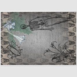 Papel De Seda Esqueleto de Halloween y Calla blanca Lilies Ephem