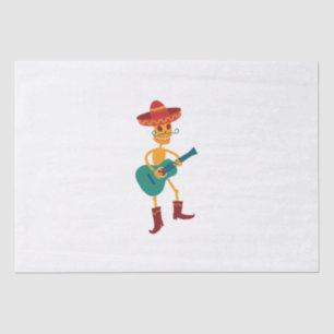 Papel De Seda Esqueleto Festivo Tocando Guitarra