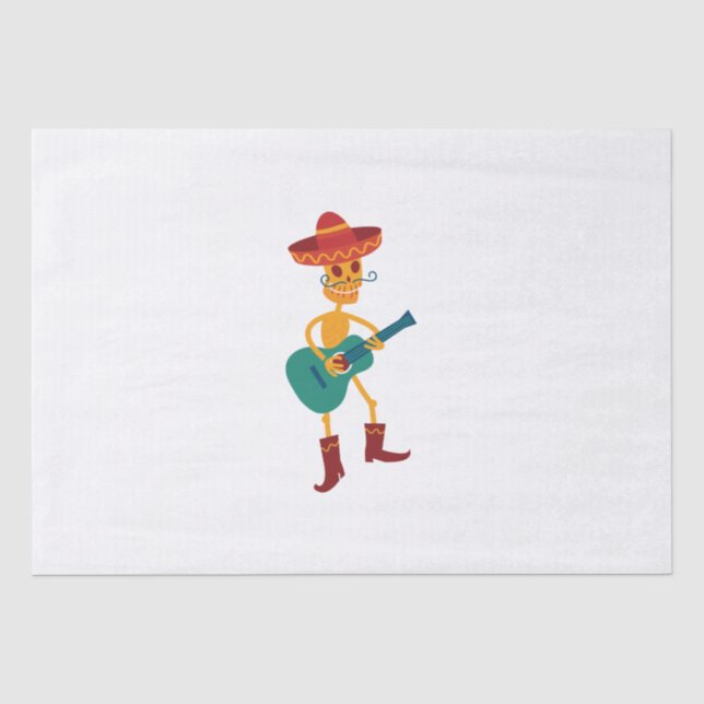 Papel De Seda Esqueleto Festivo Tocando Guitarra (Anverso)