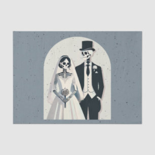 Papel De Seda Esqueleto gris moteado de Halloween gótico boda