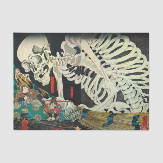 Papel De Seda Esqueleto manipulado por Witch, Kuniyoshi (Anverso)