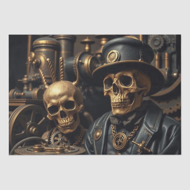 Papel De Seda Esqueleto Steampunk de Halloween (Anverso)