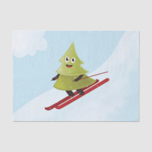 Papel De Seda Esquí de Pino Árbol Cute Nieve Deportiva Invierno