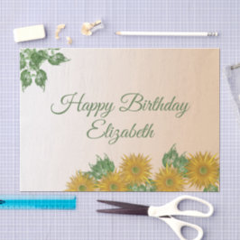 Papel De Seda Esquinas de flores doradas personalizadas Cumpleañ