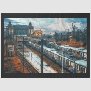 Papel De Seda Estación de tren Vintage 20x30 Decoupage