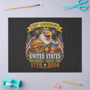 Papel De Seda estadounidense 1776 2026 250º 4 de julio Día de la