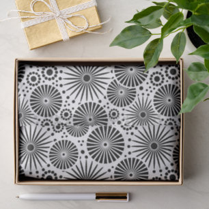 Papel De Seda Estallido de estrellas geométricas en blanco y neg